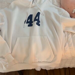 SHEIN White Hoodie with Navy Number Print